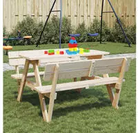 vidaXL Picknicktisch f&uuml;r 4 Kinder mit Schirmloch Massivholz Tanne