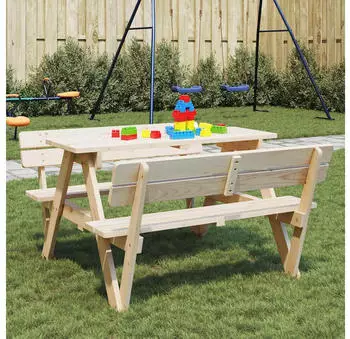 vidaXL Picknicktisch f&uuml;r 4 Kinder mit Schirmloch, Massivholz Tanne (4008985)