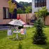 Relaxdays Kinder-Sitzgruppe mit Sonnenschirm, Panda-Motiv, Metall/Textil, weiß/schwarz