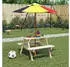 vidaXL Kinder-Picknicktisch mit Sonnenschirm & Wasserspiel, Massivholz Fichte