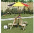 vidaXL Picknicktisch Rund für 4 Kinder mit Sonnenschirm, Tannenholz (3281621)