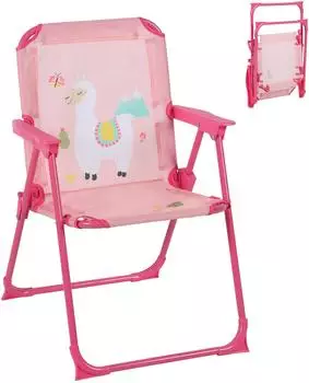 Relaxdays Kinder-Klappstuhl Lama-Motiv, Metall/Textil, 51,5x36x37,5cm