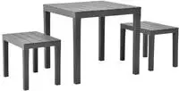 vidaXL Gartentisch mit 2 B&auml;nken Kunststoff Braun