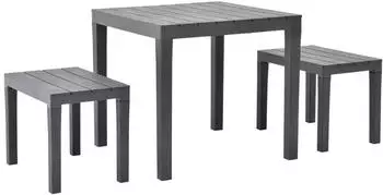 vidaXL Gartentisch mit 2 B&auml;nken Kunststoff Braun (48779)