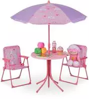 Relaxdays - Camping Kindersitzgruppe, Einhorn Motiv, Kindersitzgarnitur Mit Schirm,