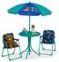 Relaxdays Kinder-Campingsitzgruppe mit Sonnenschirm, Dino-Motiv, türkis