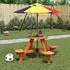 vidaXL Picknicktisch Kinder Rund Massivholz Tanne mit Schirmloch (4008988)