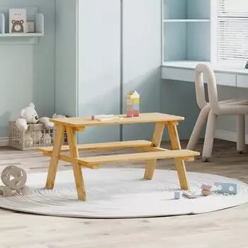 vidaXL IRUN Kindertisch mit B&auml;nken 90x79,5x50cm Massivholz (42000163)