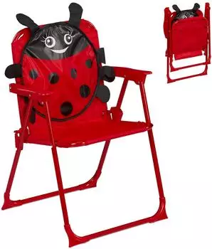 Relaxdays Kinder-Klappstuhl mit Motiv, Metall/Textil, rot