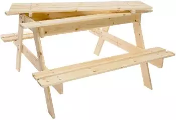Timbela M010-1 Kindersitzgarnitur Naturholz mit Staufach, 90x90x50cm (M010-1)