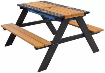 ML-Design Kindersitzgruppe 2-in-1 Sand- & Wasserspieltisch Massivholz Naturbraun inkl. 2 Wannen