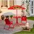 Relaxdays Kinder-Gartensitzgruppe mit Schirm, Marienkäfer, Metall/Textil, Rot/Schwarz