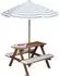 Spetebo Kinder-Picknicktisch Holz mit Sonnenschirm und Sitzpolster 75x75cm (4854)