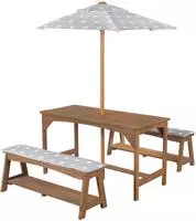 roba Garten-Kindersitzgruppe "Outdoor+" Set, 3 Stk. tlg. Tisch und 2 B&auml;nke mit