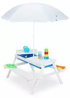 Kindersitzgruppe F&uuml;r Drau&szlig;en, Garten Picknickbank Mit Schirm, Holz, Sand- &