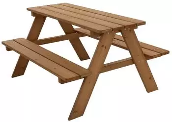 ML-Design Kindersitzgarnitur mit Tisch & 2 B&auml;nken, Massivholz, braun, outdoor