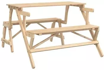 vidaXL Picknicktisch mit Bänken 2-in-1 umbaubar, Massivholz Tanne (4008991)