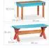 Relaxdays Kindersitzgruppe mit Sonnenschirm, Holz, 2 Sitzbänke, bunt