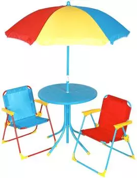 Buri Kinder-Sitzgruppe mit Klappstuhl und Sonnenschirm