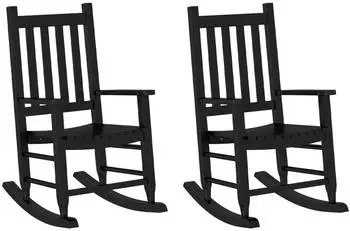 vidaXL Schaukelstuhl für Kinder, schwarz, Pappelholz, 2er-Set (3281594)