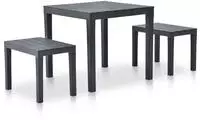 vidaXL Gartentisch mit 2 B&auml;nken Kunststoff Anthrazit