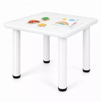 Relaxdays Kindertisch Indoor/Outdoor, Kunststoff, weiß, 52x62x62cm