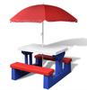 vidaXL Kinder-Picknicktisch mit Bänken Sonnenschirm Mehrfarbig