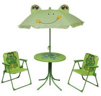 vidaXL 3-tlg. Garten-Bistro-Set f&uuml;r Kinder mit Sonnenschirm Gr&uuml;n