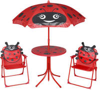 vidaXL 3-tlg. Garten-Bistro-Set f&uuml;r Kinder mit Sonnenschirm Rot