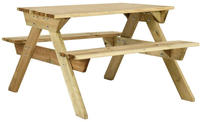 vidaXL Picknicktisch mit B&auml;nken 110x123x73 cm Kiefernholz Impr&auml;gniert