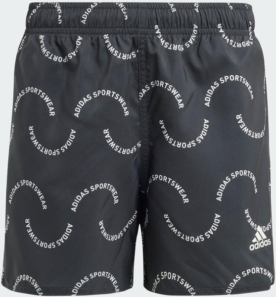 Adidas Sportswear Wave Print CLX Kids Swim Shorts Black/Off White (IR5691)