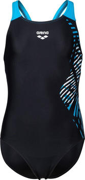 Arena Badeanzug Mädchen arena Vortex Print black/turquoise