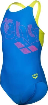 Arena Girl's Tales Swimsuit V Back blue china/artic lime