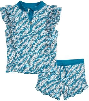 Playshoes UV-Schutz Bade-Set Blümchen petrol Mädchen (461462_32)