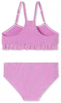 Schiesser Bikini Set Seersucker Streifen Rüschen fuchsia Aqua (183462-508)
