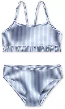 Schiesser Bikini Set Seersucker Streifen R&uuml;schen dunkelblau Aqua (183462-803)