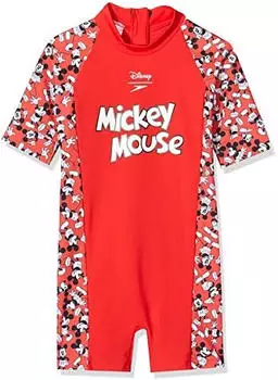 Speedo Disney Mickey Mouse Einteiliger UV Kurzarm Badeanzug (8-05592D830) risk red/schwarz/weiß