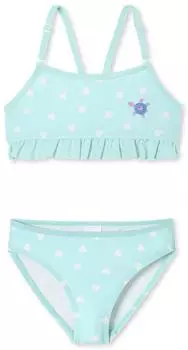 Schiesser Bustier-Bikini Wirkware recycelt LSF40+ Herzen Schildkr&ouml;te R&uuml;schen hellgr&uuml;n Aqua (182728-703)