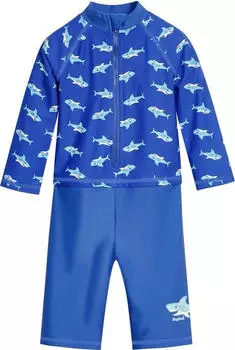 Playshoes UV-Schutz Einteiler Langarm (460123) blau/t&uuml;rkis/schwarz/wei&szlig;