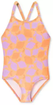 Schiesser Badeanzug Wirkware LSF40+ Streifen Zitronen pfirsichorange Aqua (182733-699)
