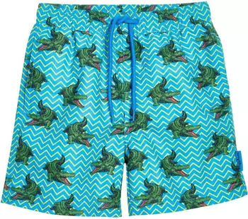 Playshoes Beach-Short Badehose aqua/gelb/dunkelgr&uuml;n/hellrot
