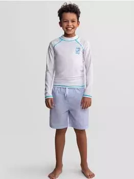 Minoti Badeshorts 2er-Pack mit elastischem Bund und Kordelzug blau/grün/weiß