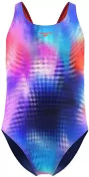 Speedo Printed Leaderback Badeanzug navy/pink