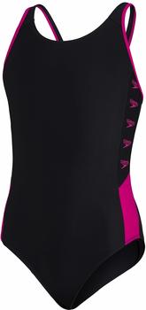 Speedo Boom Logo Splice Muscleback Swimsuit black/electric pink