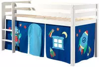 Vipack Hochbett "Pino, Spielbett massiv Kiefer, stabil gebaut, 3 Korpusfarben zur