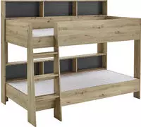 Relita Etagenbett "Sway" 2 Liegefl&auml;chen, mit Leiter, r&uuml;ckseitige Regale