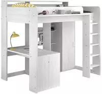Parisot Hochbett "Higher, mit Schreibtisch, Schiebet&uuml;renschrank, Regale oben und