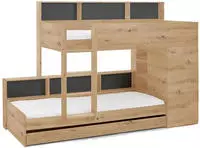 Relita Etagenbett "Sina" mit 2 Schlafgelegenheiten, Kleiderschrank und Regalablagen