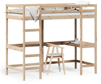 vidaXL Hochbett mit Schreibtisch Massivholz Kiefer 100x200cm (842846)