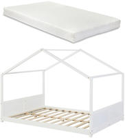 Hausbett Simo mit Matratze 140x200cm Wei&szlig; [en.casa]
